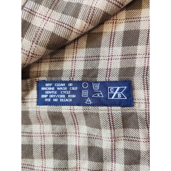 Cutter & Buck Men's 100% Cotton Long Sleeved Shirt Brown and Tan Plaid Large - Picture 3 of 6